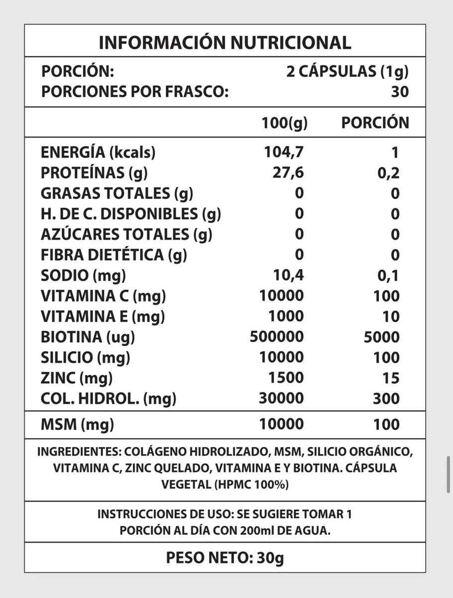 BIOTINA + COLÁGENO 60CAPS