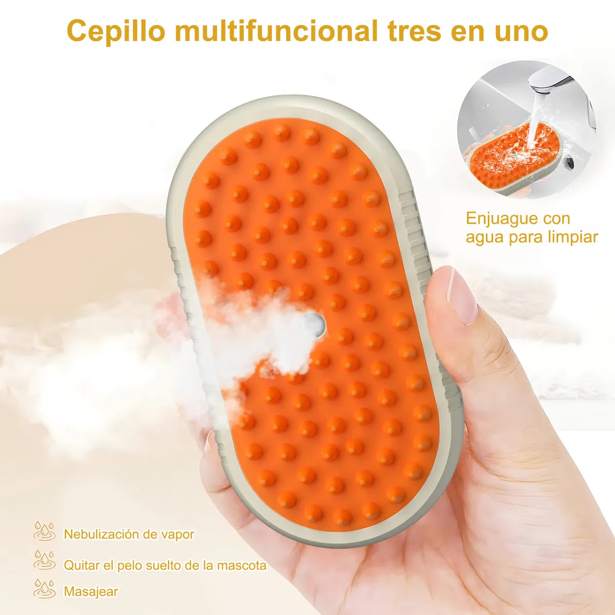 Cepillo Vapor 3 en 1 para mascotas